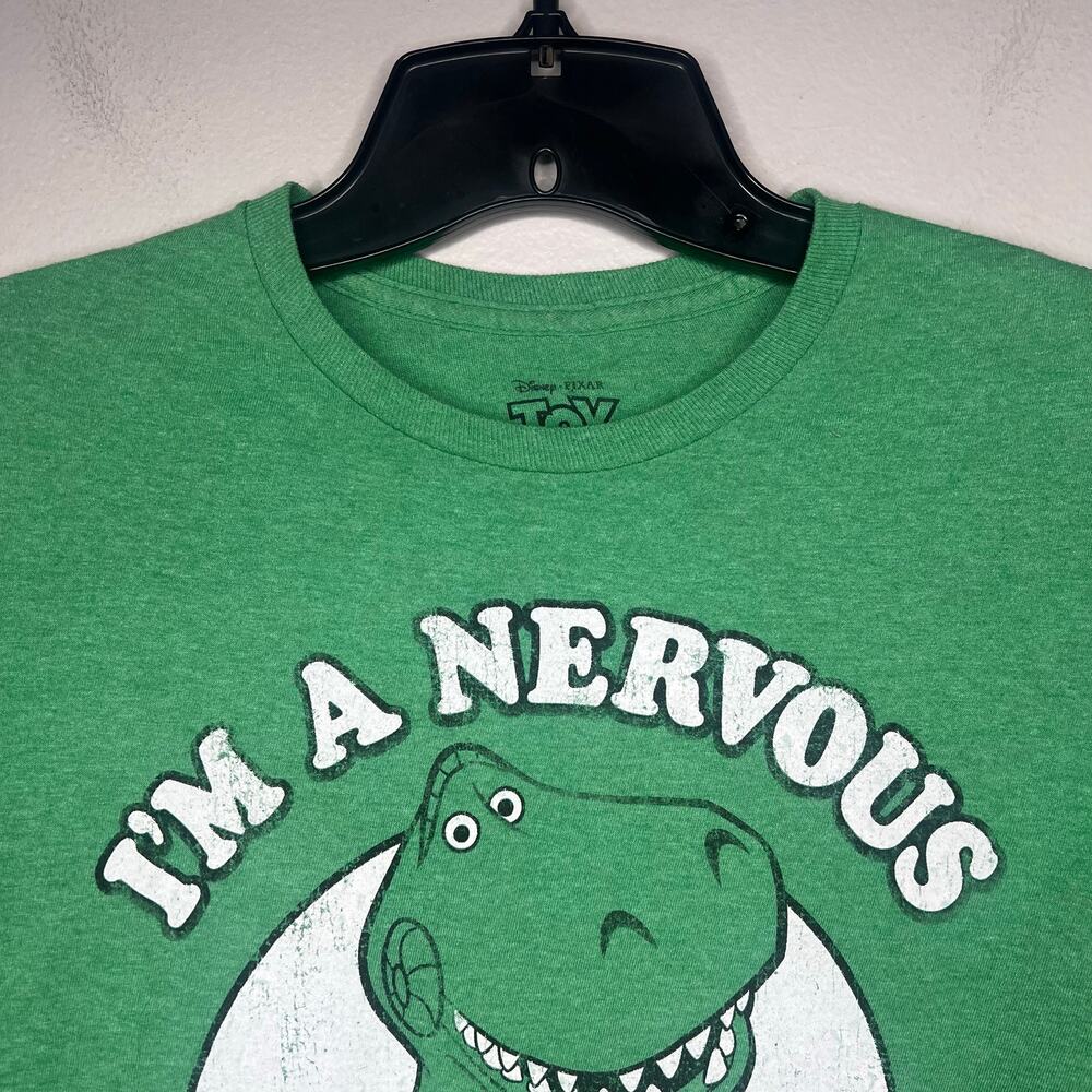 Toy Story I'm A Nervous REX Tee Green T-Shirt Size S Disney World Pixar Dinosaur - Picture 2 of 9